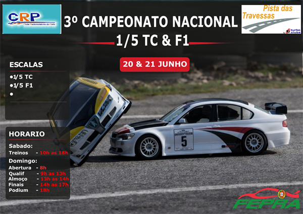 3ª Prova do Campeonato Nacional 1/5 TC e Trofeu 1/5 F1